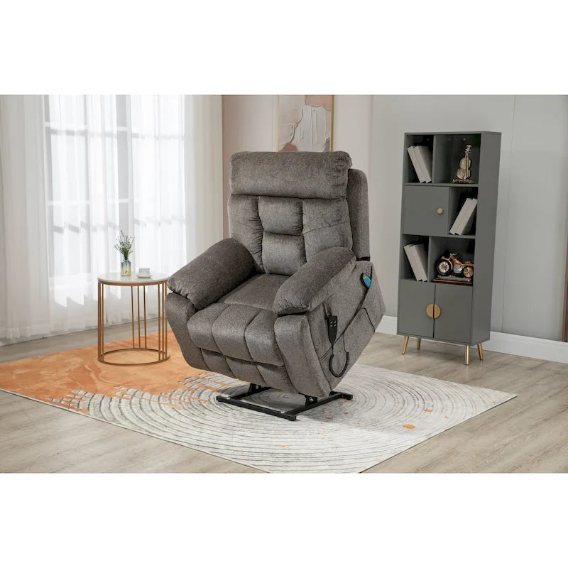 Fauteuil inclinable releveur électrique en velours gris avec massage – Une place