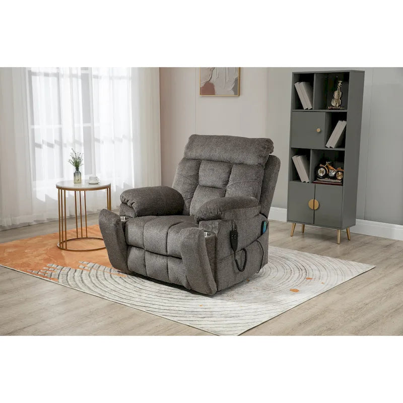 Fauteuil inclinable releveur électrique en velours gris avec massage – Une place