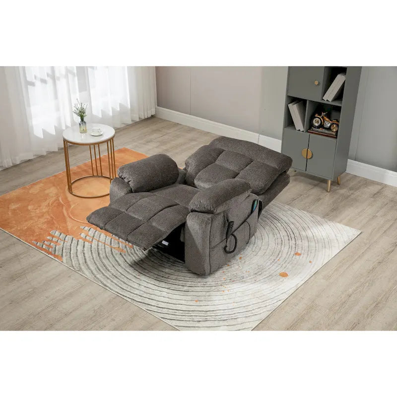 Fauteuil inclinable releveur électrique en velours gris avec massage – Une place