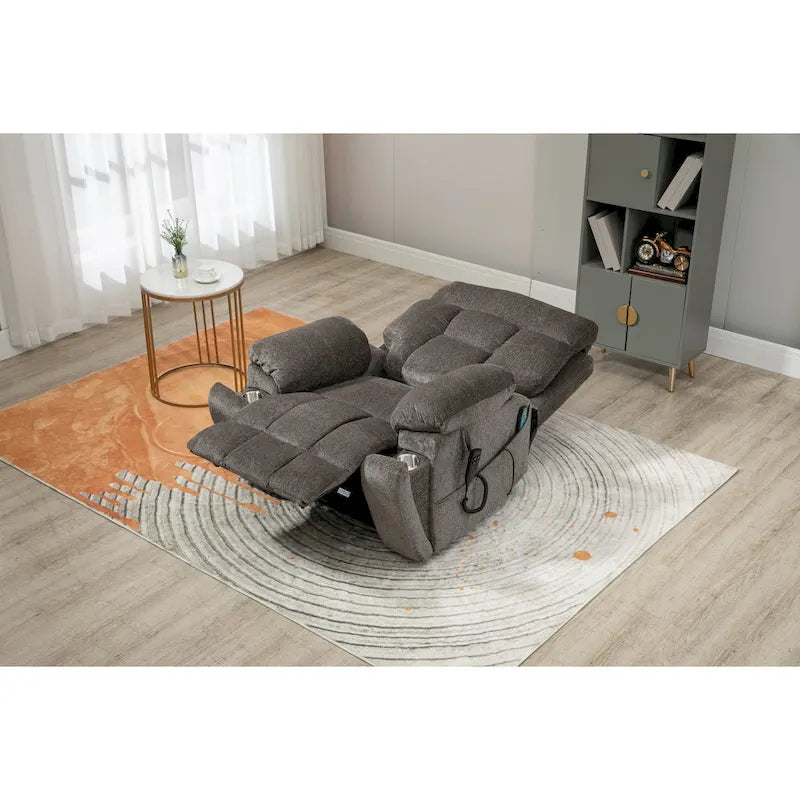 Fauteuil inclinable releveur électrique en velours gris avec massage – Une place