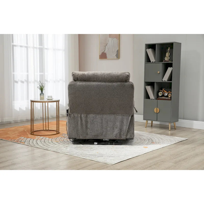 Fauteuil inclinable releveur électrique en velours gris avec massage – Une place
