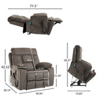 Fauteuil inclinable releveur électrique en velours gris avec massage – Une place