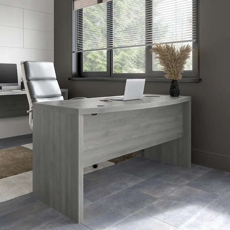 Bureau d'angle 60W, blanc pur / gris / anthracite, une personne