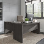 Bureau d'angle 60W, blanc pur / gris / anthracite, une personne