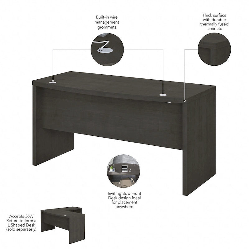 Bureau d'angle 60W, blanc pur / gris / anthracite, une personne