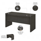 Bureau d'angle 60W, blanc pur / gris / anthracite, une personne