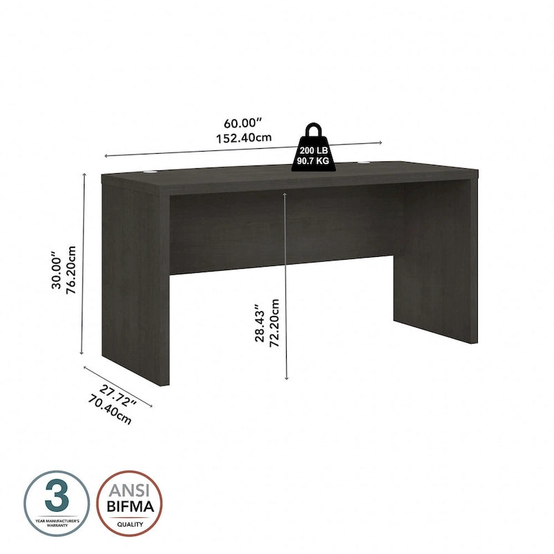Bureau d'angle 60W, blanc pur / gris / anthracite, une personne