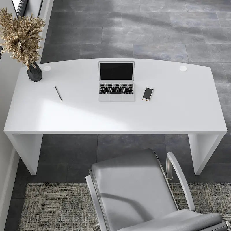 Bureau d'angle 60W, blanc pur / gris / anthracite, une personne