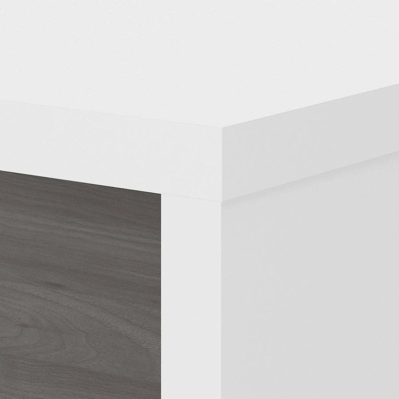 Bureau d'angle 60W, blanc pur / gris / anthracite, une personne