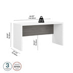 Bureau d'angle 60W, blanc pur / gris / anthracite, une personne