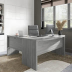 Bureau d'angle 60W, blanc pur / gris / anthracite, une personne