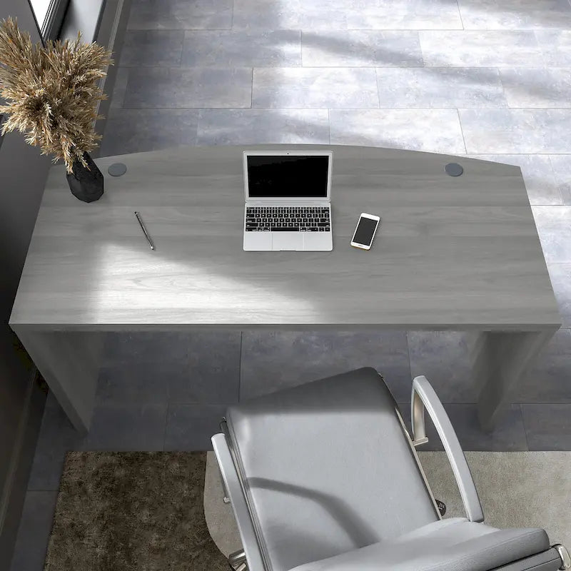 Bureau d'angle 60W, blanc pur / gris / anthracite, une personne