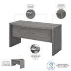 Bureau d'angle 60W, blanc pur / gris / anthracite, une personne