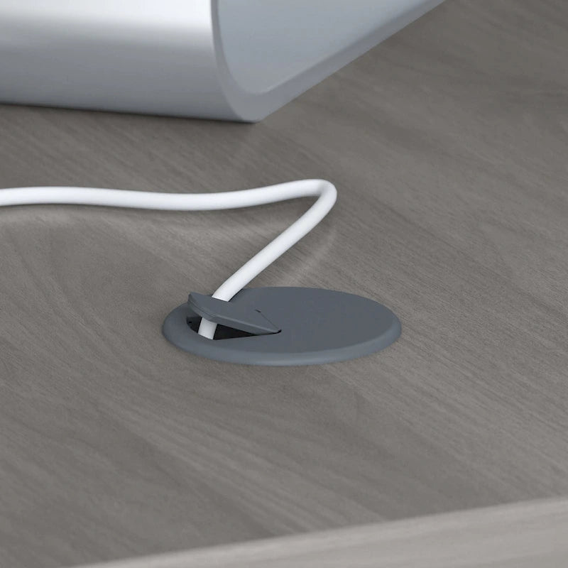 Bureau d'angle 60W, blanc pur / gris / anthracite, une personne