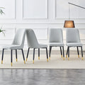 Lot de 4 chaises de salle à manger – Gris / Noir, Assise en cuir PU, Pieds en métal
