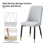 Lot de 4 chaises de salle à manger – Gris / Noir, Assise en cuir PU, Pieds en métal