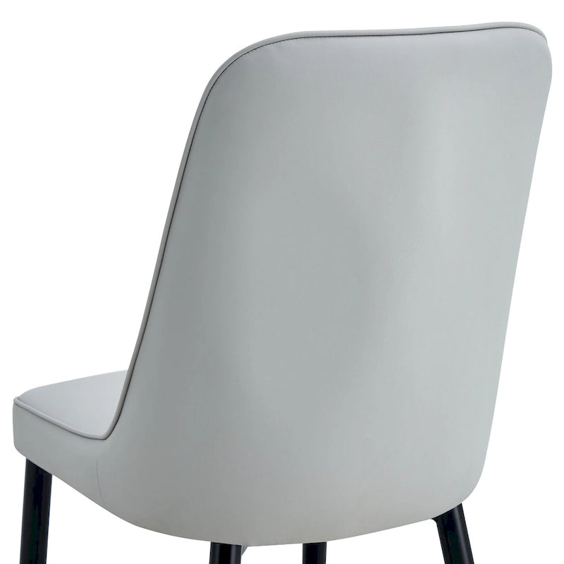 Lot de 4 chaises de salle à manger – Gris / Noir, Assise en cuir PU, Pieds en métal