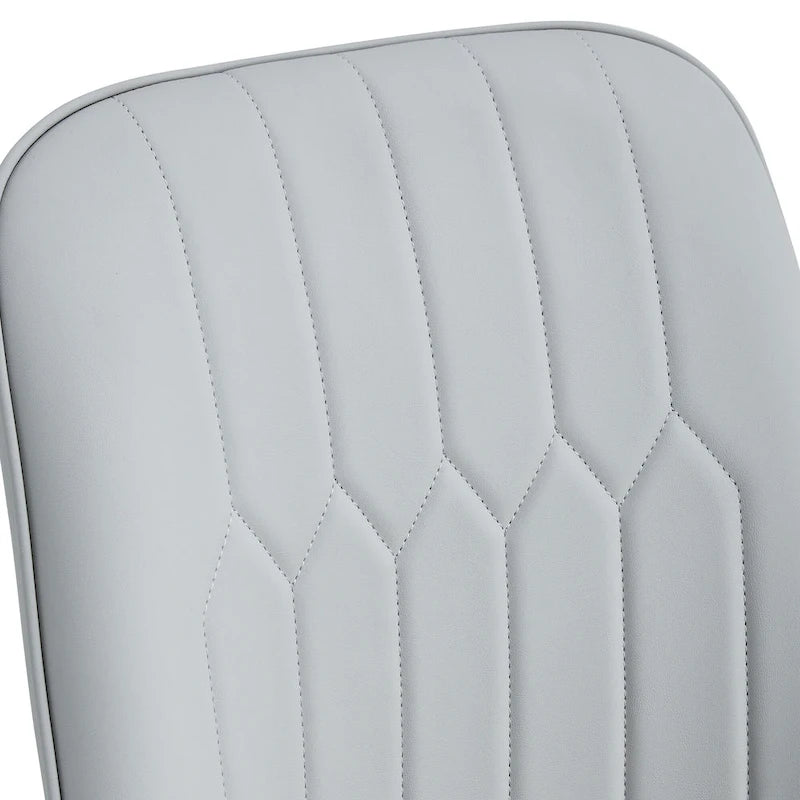 Lot de 4 chaises de salle à manger – Gris / Noir, Assise en cuir PU, Pieds en métal