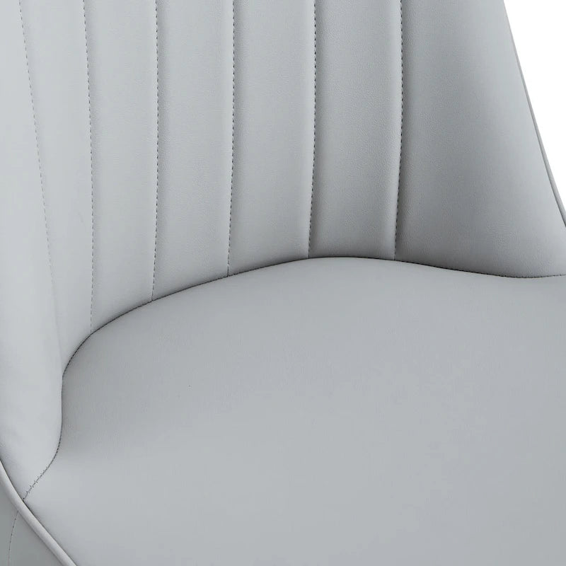 Lot de 4 chaises de salle à manger – Gris / Noir, Assise en cuir PU, Pieds en métal