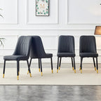 Lot de 4 chaises de salle à manger – Gris / Noir, Assise en cuir PU, Pieds en métal