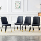 Lot de 4 chaises de salle à manger – Gris / Noir, Assise en cuir PU, Pieds en métal