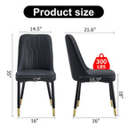 Lot de 4 chaises de salle à manger – Gris / Noir, Assise en cuir PU, Pieds en métal