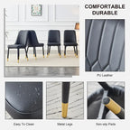 Lot de 4 chaises de salle à manger – Gris / Noir, Assise en cuir PU, Pieds en métal