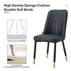 Lot de 4 chaises de salle à manger – Gris / Noir, Assise en cuir PU, Pieds en métal