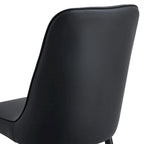 Lot de 4 chaises de salle à manger – Gris / Noir, Assise en cuir PU, Pieds en métal
