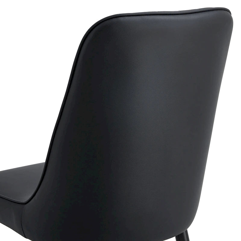Lot de 4 chaises de salle à manger – Gris / Noir, Assise en cuir PU, Pieds en métal