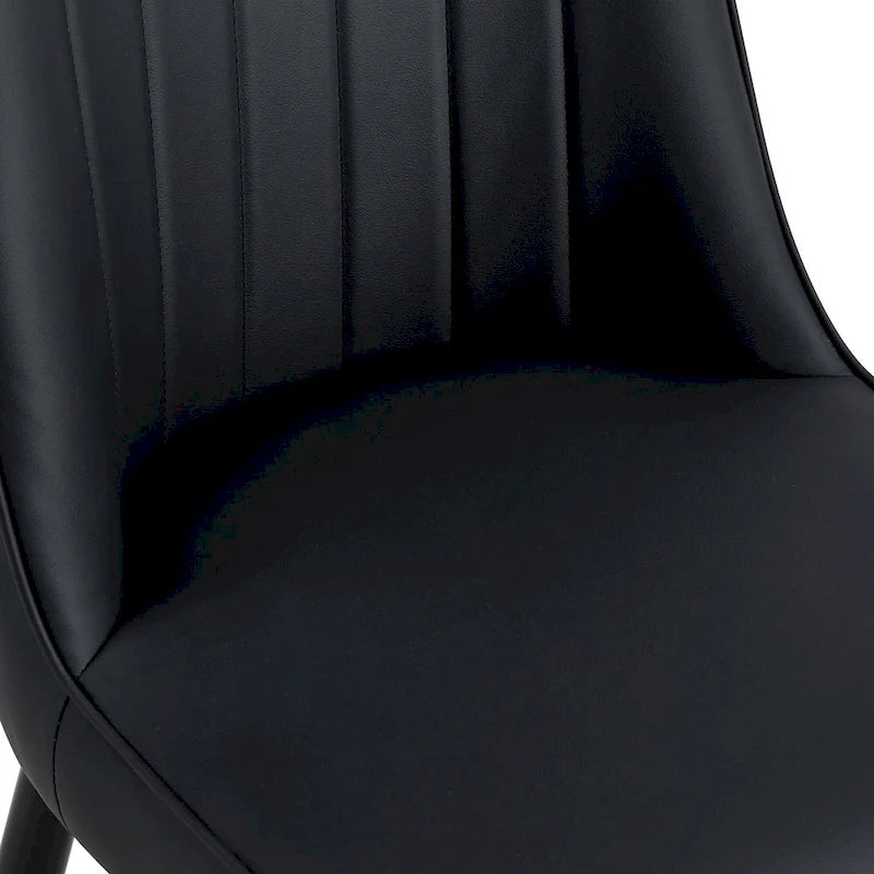 Lot de 4 chaises de salle à manger – Gris / Noir, Assise en cuir PU, Pieds en métal