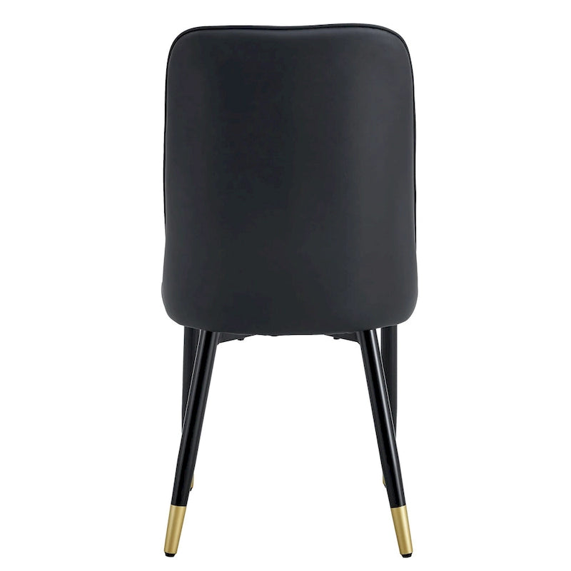 Lot de 4 chaises de salle à manger – Gris / Noir, Assise en cuir PU, Pieds en métal
