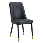 Lot de 4 chaises de salle à manger – Gris / Noir, Assise en cuir PU, Pieds en métal