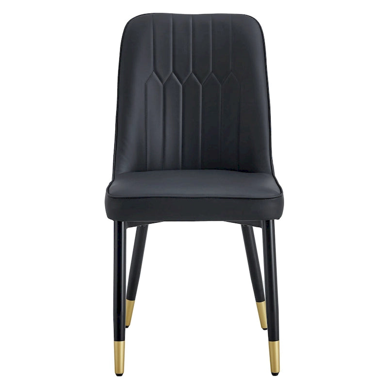Lot de 4 chaises de salle à manger – Gris / Noir, Assise en cuir PU, Pieds en métal