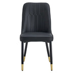 Lot de 4 chaises de salle à manger – Gris / Noir, Assise en cuir PU, Pieds en métal