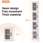 Meuble de rangement étroit blanc à 4 niveaux avec roulettes
