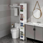 Meuble de rangement étroit blanc à 4 niveaux avec roulettes