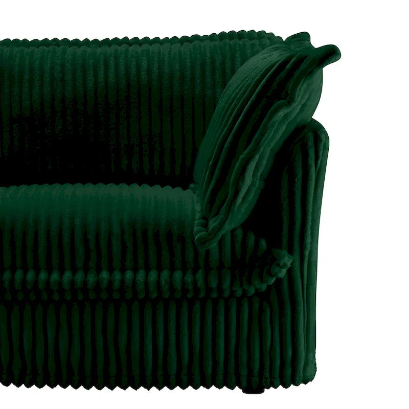 Canapé d'angle en velours côtelé 4 places en U Vert / Camel / Noir / Crème