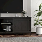 Meuble TV industriel noir avec 4 étagères ouvertes, convient aux téléviseurs jusqu'à 60", assemblage par 1 personne