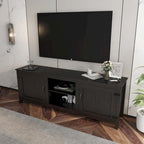 Meuble TV industriel noir avec 4 étagères ouvertes, convient aux téléviseurs jusqu'à 60", assemblage par 1 personne