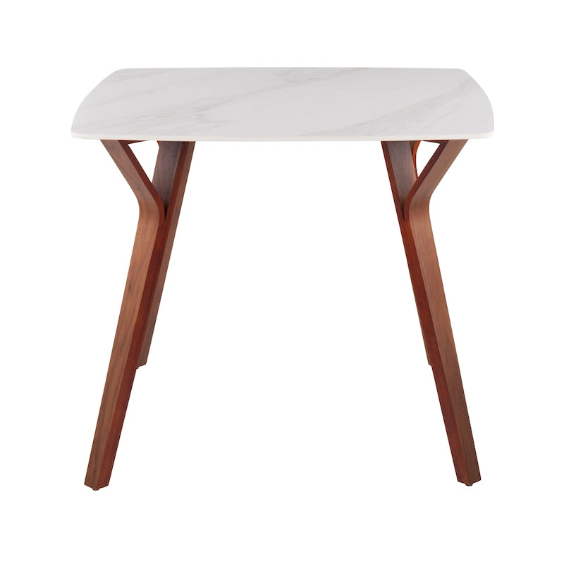 Table à manger pour 4, marbre noir/blanc, style milieu de siècle