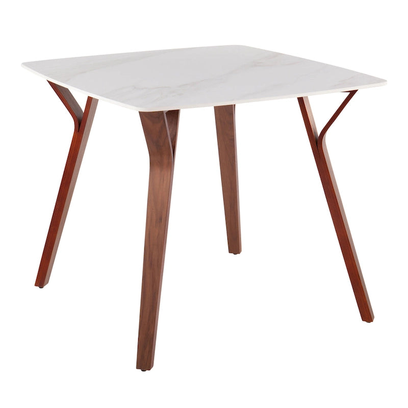 Table à manger pour 4, marbre noir/blanc, style milieu de siècle