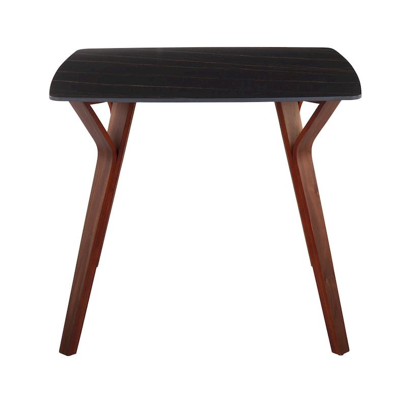 Table à manger pour 4, marbre noir/blanc, style milieu de siècle