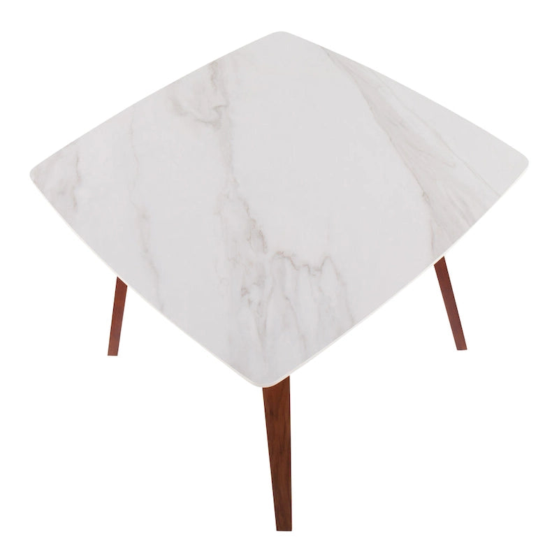Table à manger pour 4, marbre noir/blanc, style milieu de siècle
