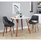 Table à manger pour 4, marbre noir/blanc, style milieu de siècle
