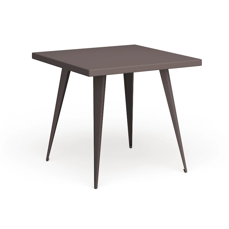 Table à manger carrée industrielle en métal, antique / grise / argentée, 4 places