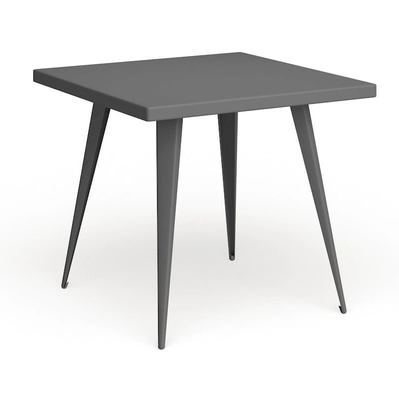 Table à manger carrée industrielle en métal, antique / grise / argentée, 4 places