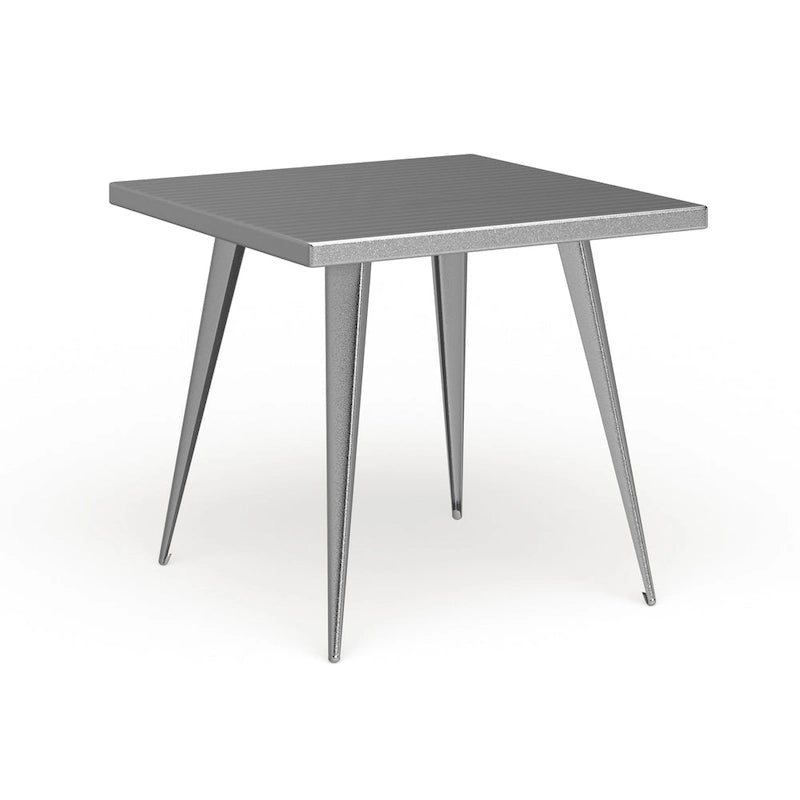 Table à manger carrée industrielle en métal, antique / grise / argentée, 4 places
