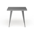 Table à manger carrée industrielle en métal, antique / grise / argentée, 4 places