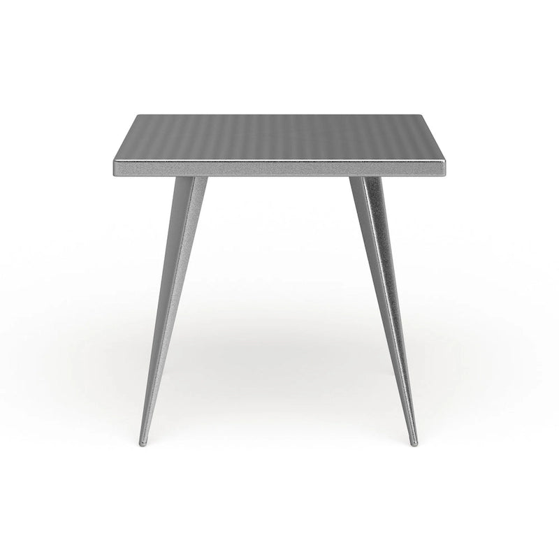 Table à manger carrée industrielle en métal, antique / grise / argentée, 4 places